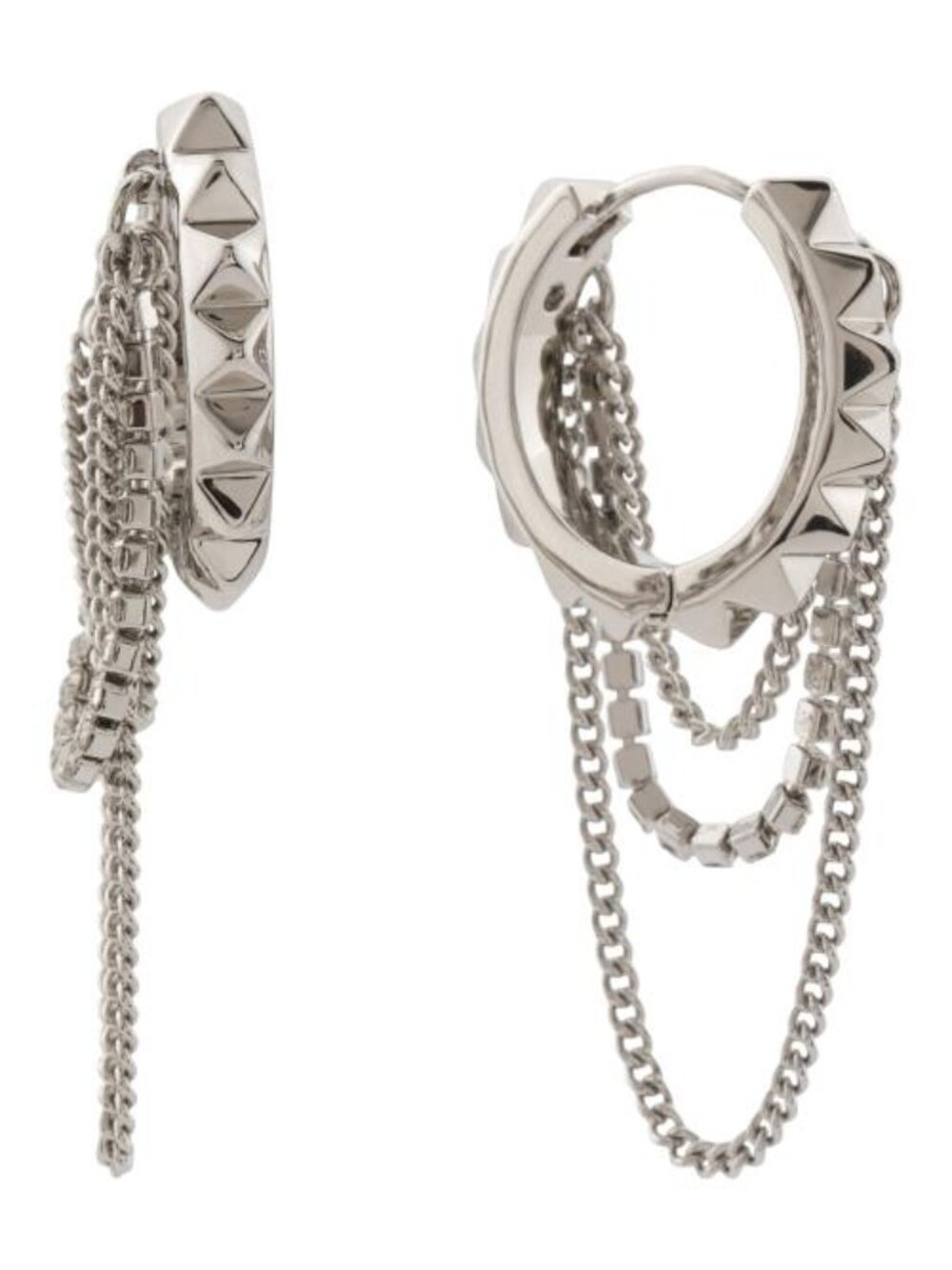 ALL SAINTS Silver Multi Chain Huggie Earrings